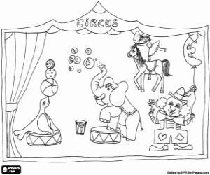 desenho de Cena de um circo clássico para colorir