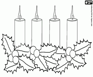 desenho de Centro de mesa com quatro velas para colorir
