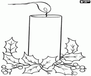 desenho de Centro de mesa com vela de Natal para colorir