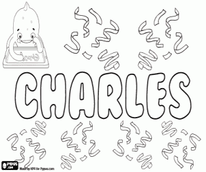 desenho de Charles, nome inglês e francês para colorir