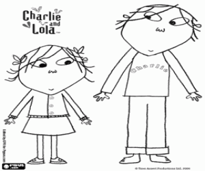 desenho de Charlie e Lola, os irmãos Sommer para colorir