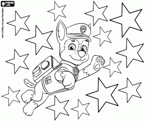 desenho de Chase e as estrelas, Paw Patrol para colorir