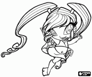 desenho de Chatta, a pixie da Flora para colorir