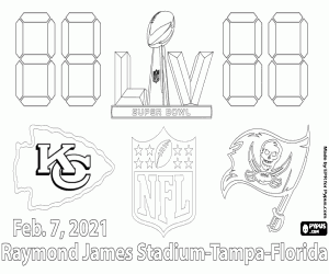desenho de Chiefs vs Buccaneers, Super Bowl 2021 para colorir