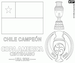 desenho de Chile, campeão Copa América 2016 para colorir