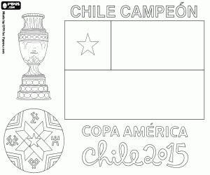 desenho de Chile, campeão da Copa América de 2015 para colorir