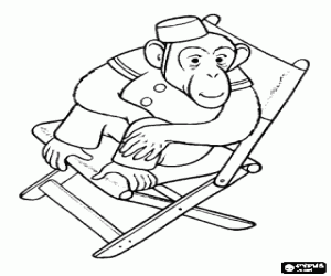 desenho de Um chimpanzé em uma cadeira para colorir