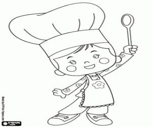 desenho de Chloe, a menina na cozinha para colorir