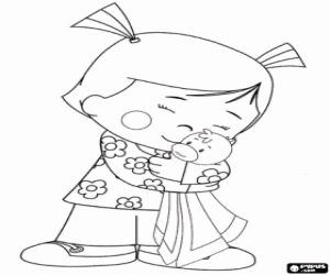 desenho de Chloe abraçando seu cobertor para colorir