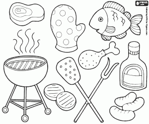 desenho de Churrasco, uma refeição festiva para colorir
