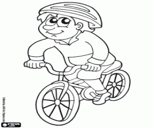desenho de Um ciclista com a bicicleta de montanha para colorir