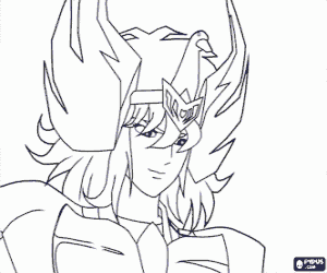 desenho de Cignus Hyoga, Saint Seiya para colorir