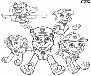 desenho de Cinco dos cães PawPatrol para colorir