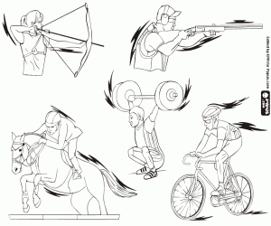 desenho de Cinco esportes olímpicos para colorir