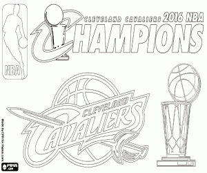 desenho de Cleveland Cavaliers, campeões da NBA 2016 para colorir