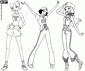 desenho de Clover, Alex e Sam, as protagonistas para colorir