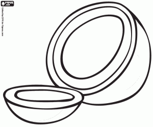 desenho de Um coco aberto para colorir