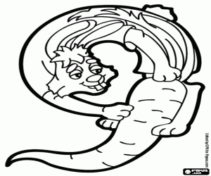 desenho de Coelho e cenoura, o número 9 para colorir