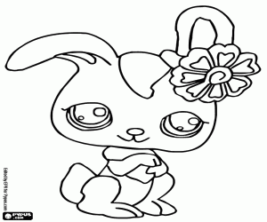 desenho de Um coelho com uma flor de LPS para colorir