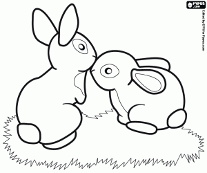 desenho de Os coelhos no estábulo para colorir