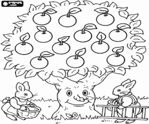 desenho de Coelhos que trabalham no campo para colorir