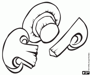 desenho de Alguns cogumelos cortados para colorir