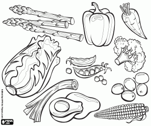 desenho de Uma coleção de legumes para colorir
