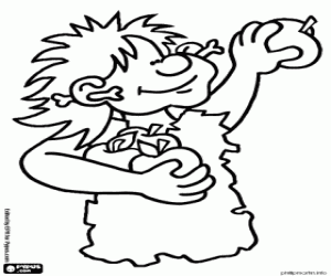 desenho de Colheita de frutas na pré-história para colorir