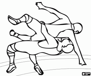 desenho de Combate de luta livre. Freestyle wrestling para colorir