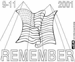 desenho de Comemoração do 11 de setembro de 2001 para colorir