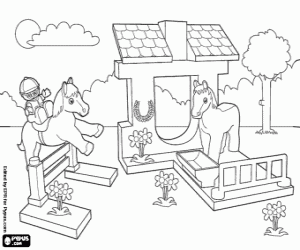 desenho de Competição equestre, Lego Duplo para colorir