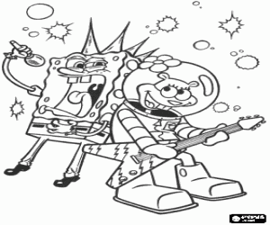 desenho de Concerto de Bob Esponja e Sandy Bochechas para colorir