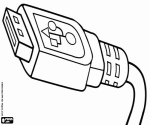 desenho de Um conector USB com cabo para colorir