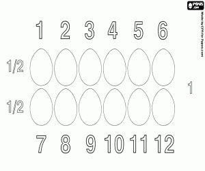 desenho de Para contar até doze ovos, uma dúzia para colorir