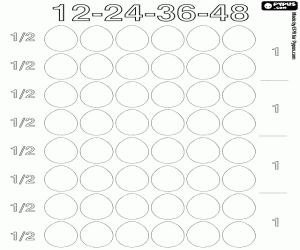 desenho de Para contar de 1 ovo até 4 dúzias para colorir