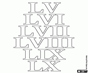 desenho de Para contar de 55 a 60 como romanos para colorir