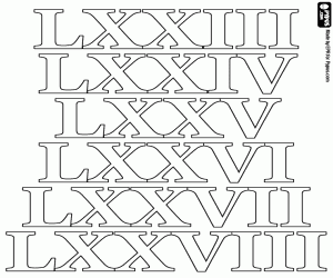 desenho de Para contar de 73 a 78, como os romanos para colorir