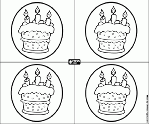 desenho de Convites com bolo de aniversário para colorir