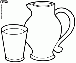 desenho de Copo e jarro para café da manhã para colorir