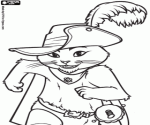 desenho de O corajoso Gato de botas para colorir