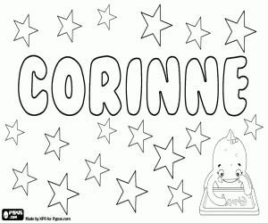 desenho de Corinne, nome francês e inglês para colorir