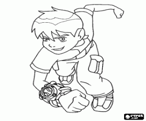 desenho de Corrida do Ben 10 com o Omnitrix para colorir
