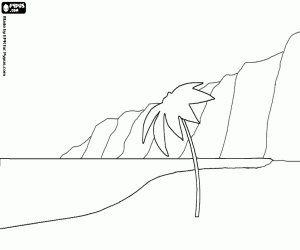 desenho de Costa, com praias e falésias para colorir
