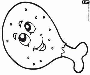 desenho de Coxa de frango a sorrir para colorir