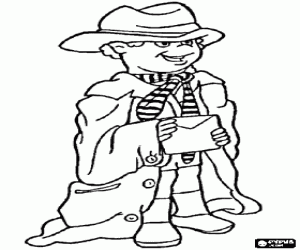 desenho de Criança com as roupas de seu pai para colorir