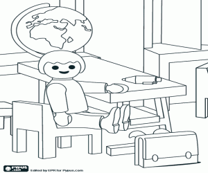 desenho de Uma criança na escola Playmobil para colorir