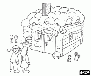 desenho de Crianças e a casa do chocolate para colorir