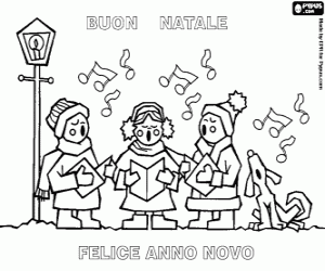 desenho de Crianças e canções de Natal em Italiano para colorir