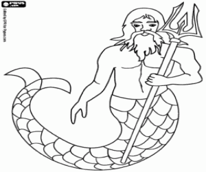 desenho de Uma criatura do mar, um triton para colorir
