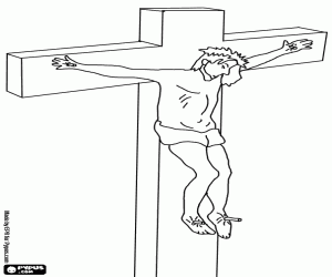desenho de Cristo crucificado para colorir